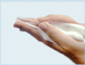 2. Apply to wethand and mix it until enough bubbles are made