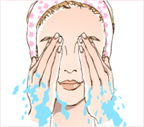 Gently cleanse the face and neck